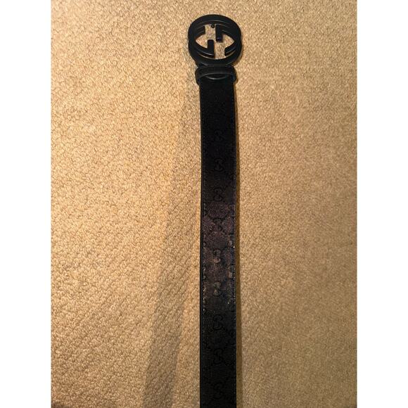 Gucci Imprime Leather Interlocking GG Logo Belt iridescent black - Picture 3 of 4